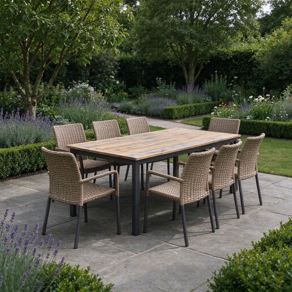 A set of outdoor furniture on a patio